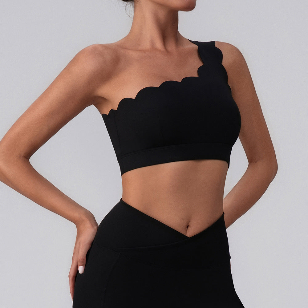 Nude Feel Lace with Chest Pad Yoga Jacket Medium Tenacity Shockproof Fitness - Yara fashion Yara fashion 36.99