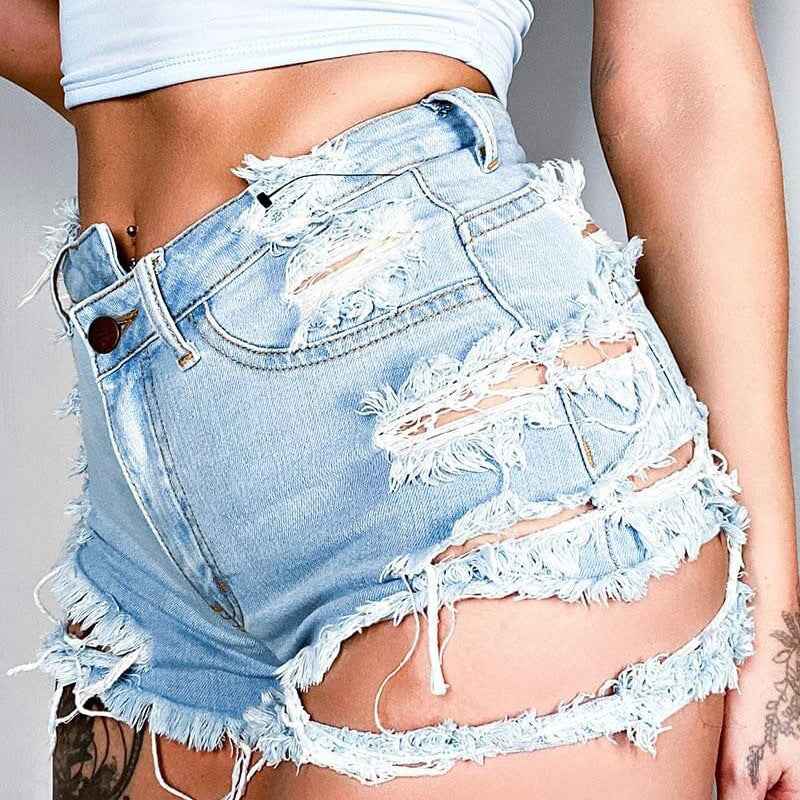 Jeans Women Summer Trendy High Waist Ripped Fringe Shorts - Yara fashion Yara fashion 35.99