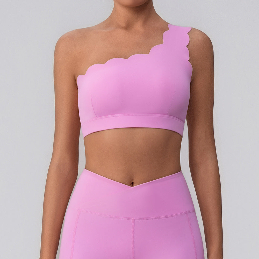 Nude Feel Lace with Chest Pad Yoga Jacket Medium Tenacity Shockproof Fitness - Yara fashion Yara fashion 36.99