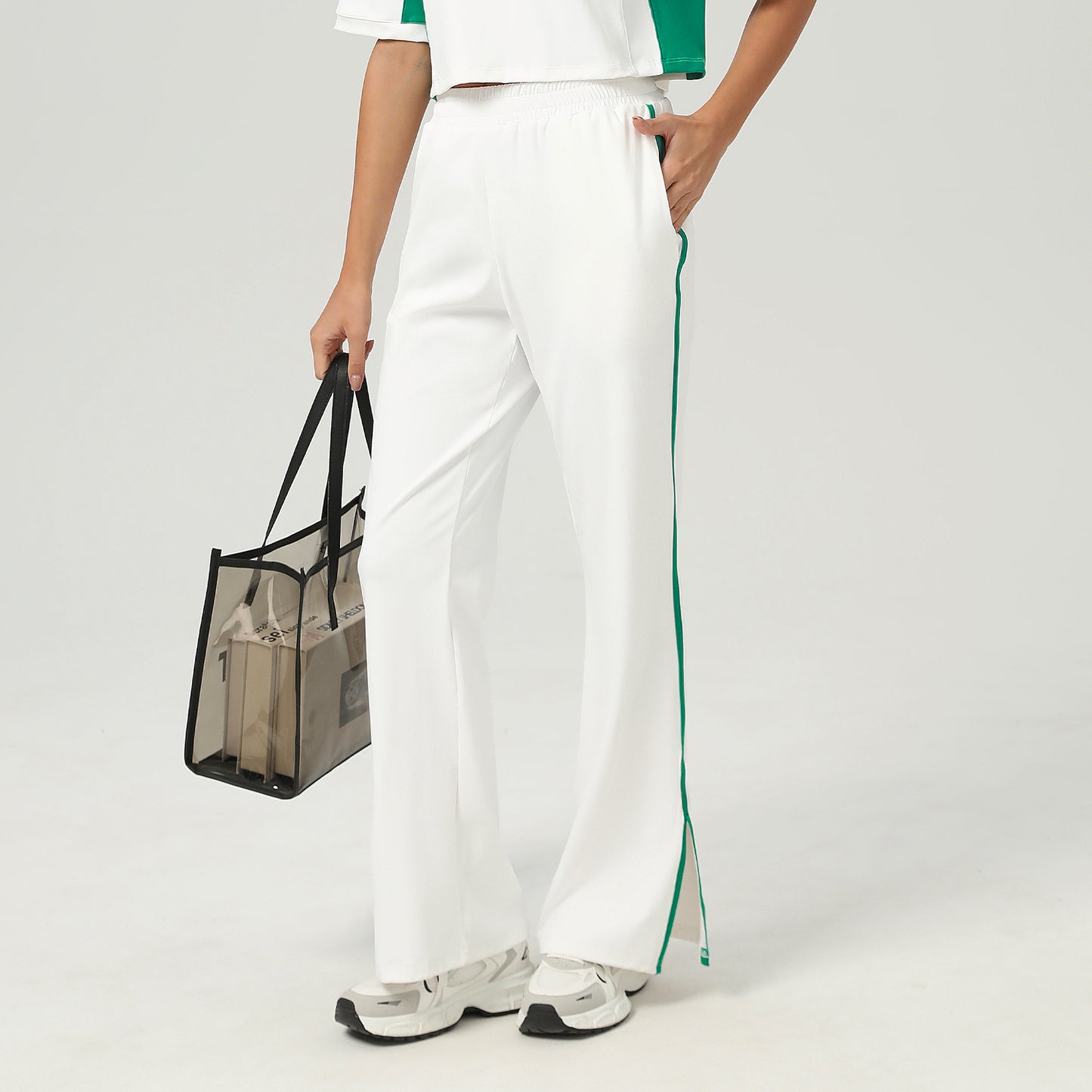 High Waist Loose Sports Wide Leg Pants Pocket Straight - Yara fashion Yara fashion 51.99