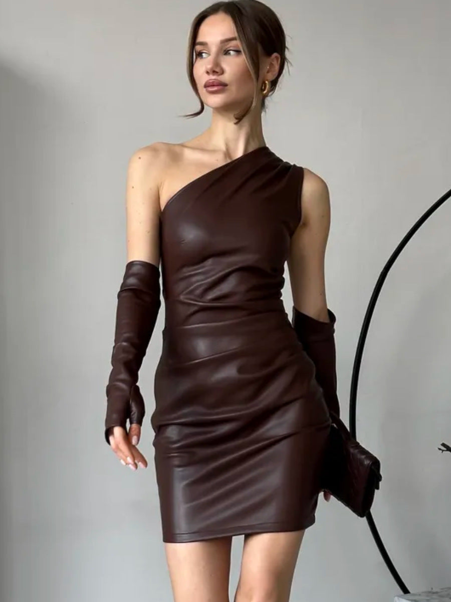 Faux Leather Dress Street Hipster Women Clothing - Yara fashion Yara fashion 32.99
