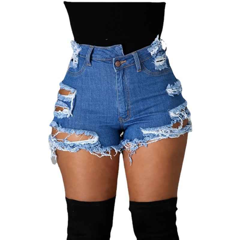 Jeans Women Summer Trendy High Waist Ripped Fringe Shorts - Yara fashion Yara fashion 35.99