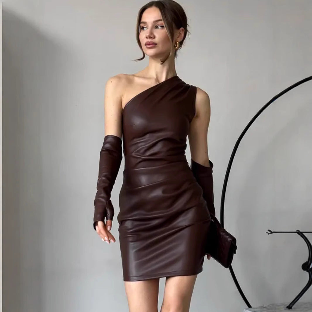 Faux Leather Dress Street Hipster Women Clothing - Yara fashion Yara fashion 32.99