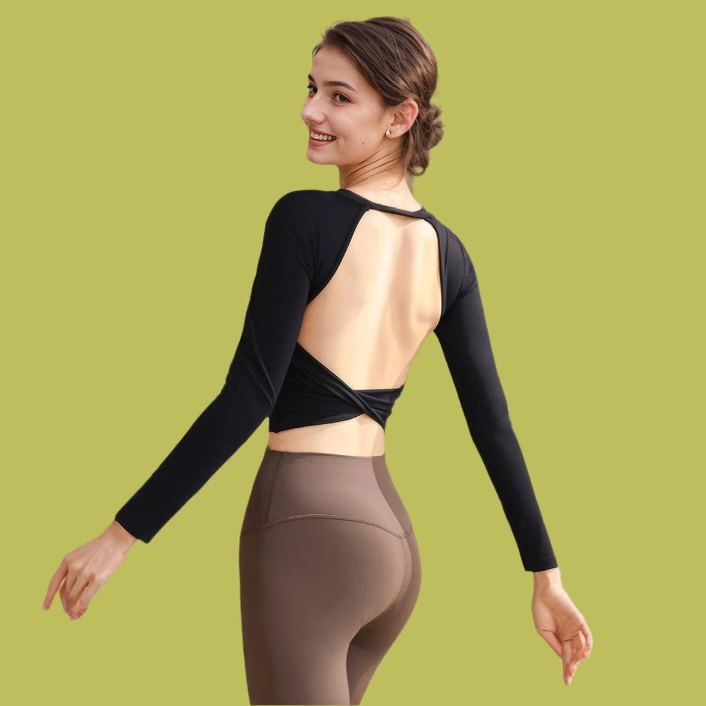 Autumn Yoga Clothes Women Long Sleeved Autumn Winter Advanced Sexy Sports Top Beauty Back Running Pilates Training Workout Clothes - Yara fashion Yara fashion 38.99