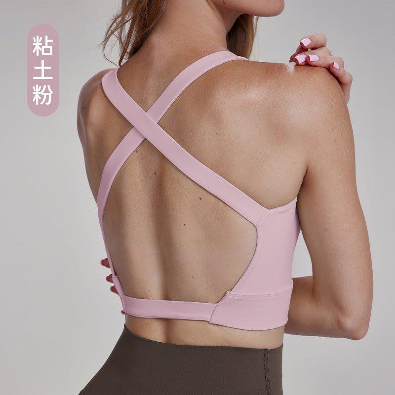 Back Cross Sports Underwear Women Yoga Vest Top with Chest Pad Medium Tenacity Pilates Training Workout Bra - Yara fashion Yara fashion 43.99