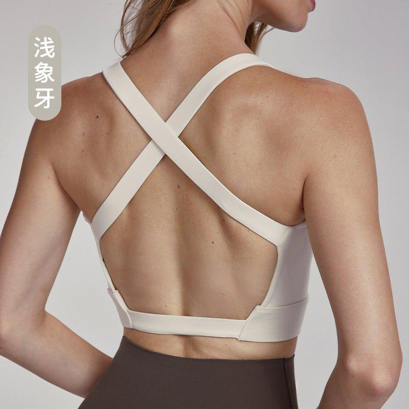 Back Cross Sports Underwear Women Yoga Vest Top with Chest Pad Medium Tenacity Pilates Training Workout Bra - Yara fashion Yara fashion 43.99