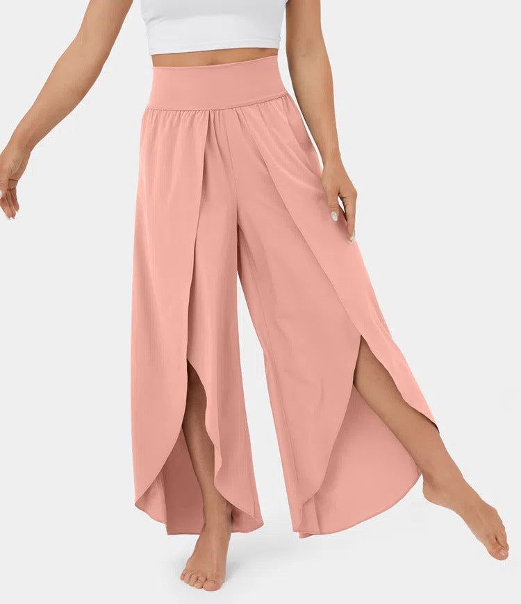 Loose Split Yoga Pants Summer Elastic High Waist Wide Leg Trousers Women's Fashion Versatile Clothing - Yara fashion