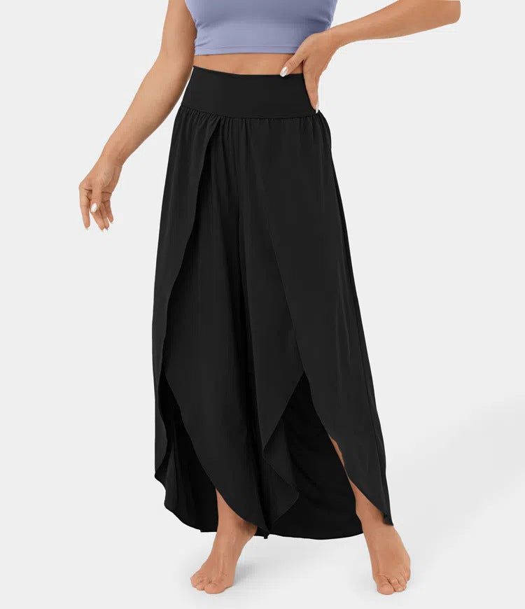 Loose Split Yoga Pants Summer Elastic High Waist Wide Leg Trousers Women's Fashion Versatile Clothing - Yara fashion