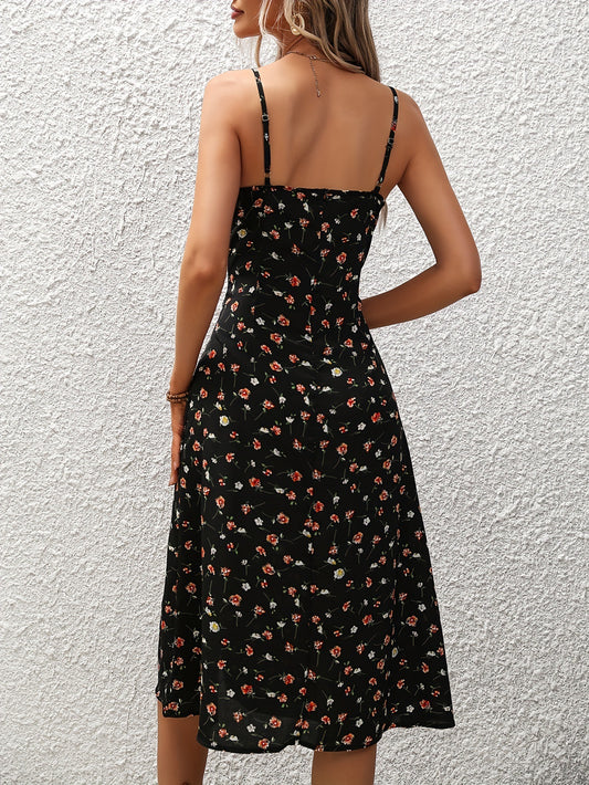New Polka Dot Print Suspender Dress Summer Sexy Split Long Dresses For Womens Clothing - Yara fashion 0 Yara fashion 25.00