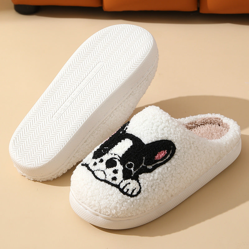 Bulldog Slippers Home Indoor And Outdoor Cartoon Non-slip Fleece-lined Thickened Cotton Slippers