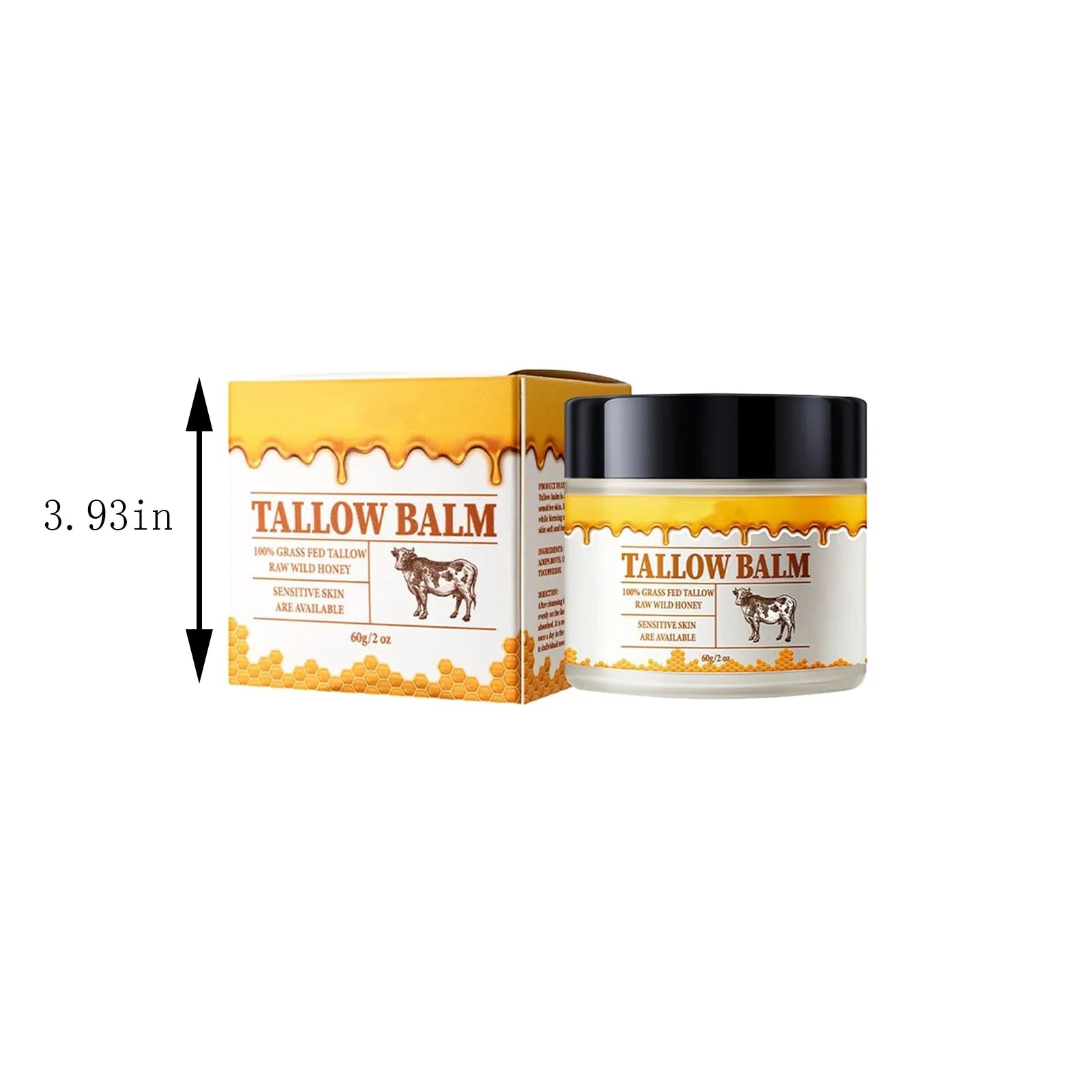 1/4 PCS Beef Tallow Paste For Skin Care, 60g Beef Neck Balm, Grass Fed Tallow Wild Honey, Face And Body Whipped Moisturizer - Yara fashion  77405199 1/4 PCS Beef Tallow Paste For Skin Care, 60g Beef Neck Balm, Grass Fed Tallow Wild Honey, Face And Body Whipped Moisturizer 