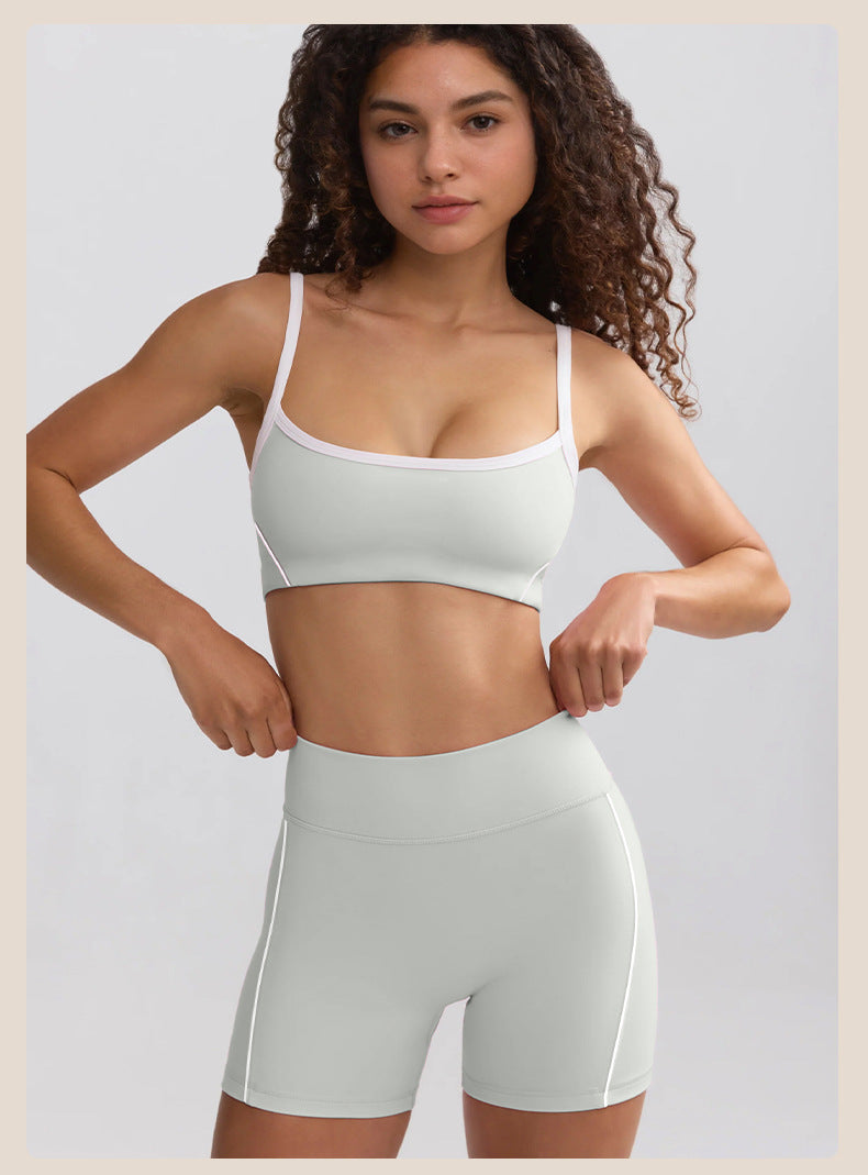 Spring Summer Yoga Clothes White Edge Lines High Strength High Waist Hip Lift Running Workout Shorts - Yara fashion  58257223 Spring Summer Yoga Clothes White Edge Lines High Strength High Waist Hip Lift Running Workout Shorts 