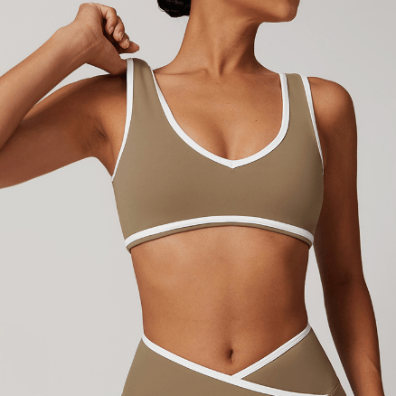 Contrast Color Wide Shoulder Strap Sports Underwear Shockproof Women One Piece Yoga Bra Outdoor Workout Clothes - Yara fashion Yara fashion 34.99