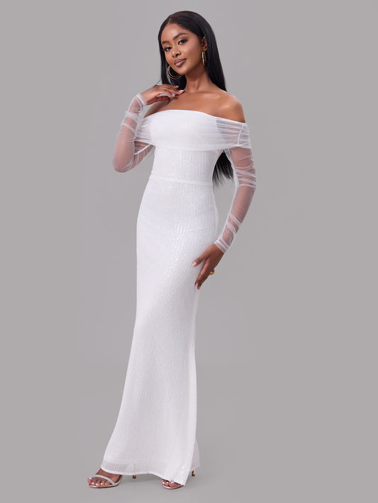 Spring Women Clothing Sexy off the Shoulder Mesh See through Maxi Dress Women - Yara fashion Yara fashion 49.99