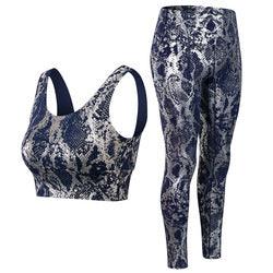 Snake Print Gym Yoga Set Sports Fitness Ladies Yoga Suit