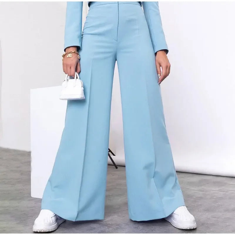 2024 Spring Elegant Short Top Pant Sets Women Lapel Long Sleeve Button Crop Tops Female 2 Piece Pink Set Wide Leg Pants Outfit - Yara fashion  73704122 2024 Spring Elegant Short Top Pant Sets Women Lapel Long Sleeve Button Crop Tops Female 2 Piece Pink Set Wide Leg Pants Outfit 