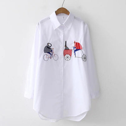 2024 New White Shirt Casual Button Up Turn Down Collar Female Blouse Long Sleeve Cotton Blouse Embroidery Blouse Lady - Yara fashion  71689086 2024 New White Shirt Casual Button Up Turn Down Collar Female Blouse Long Sleeve Cotton Blouse Embroidery Blouse Lady 