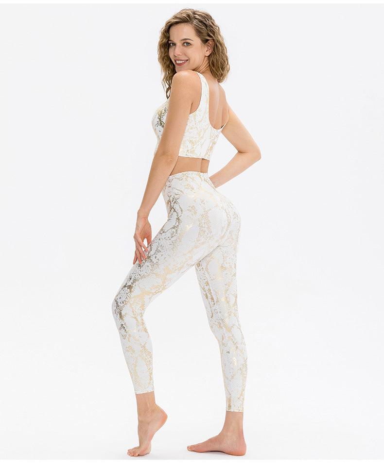 Snake Print Gym Yoga Set Sports Fitness Ladies Yoga Suit