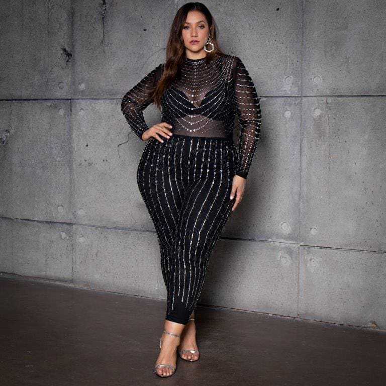 New High-stretch Mesh See-through Tight Jumpsuit Women - Yara fashion  41799461 New High-stretch Mesh See-through Tight Jumpsuit Women 