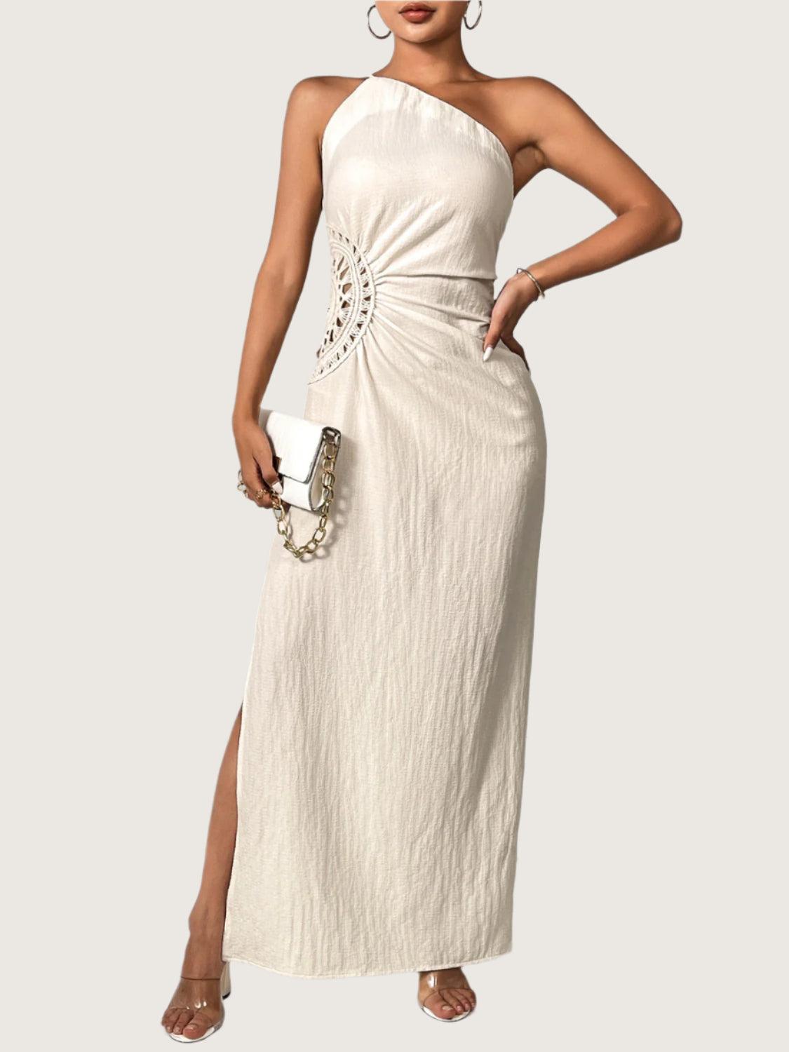 Honey Slit One Shoulder Sleeveless Maxi Dress