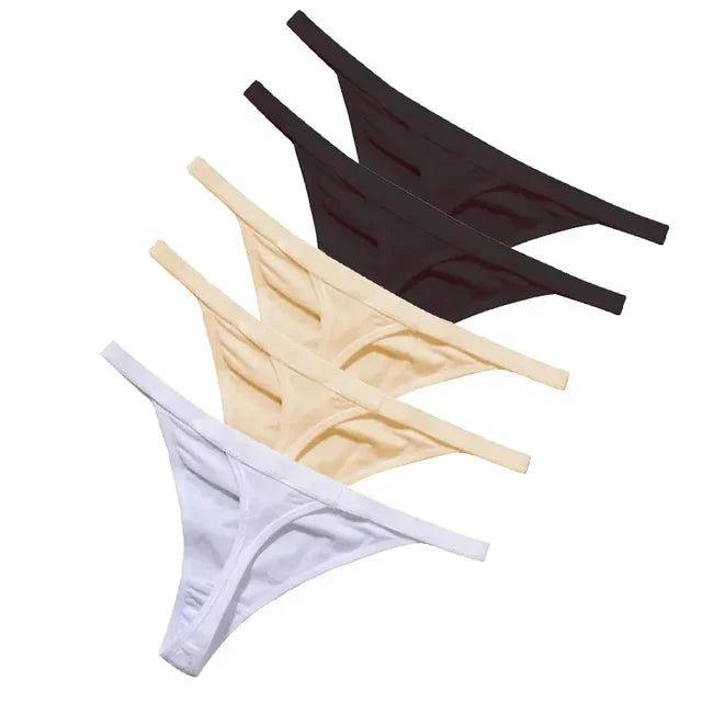 5 Pcs/lot Sexy Women Cotton G String Thongs Low Waist Seamless Female Underpants Solid Colour - Yara fashion  1984871 5 Pcs/lot Sexy Women Cotton G String Thongs Low Waist Seamless Female Underpants Solid Colour 