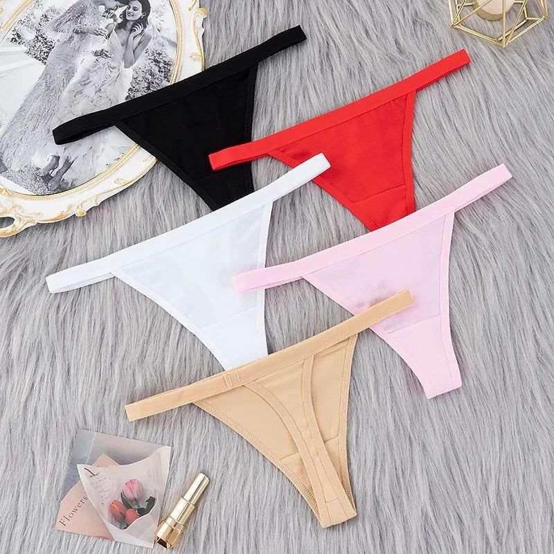 5 Pcs/lot Sexy Women Cotton G String Thongs Low Waist Seamless Female Underpants Solid Colour - Yara fashion  23222941 5 Pcs/lot Sexy Women Cotton G String Thongs Low Waist Seamless Female Underpants Solid Colour 