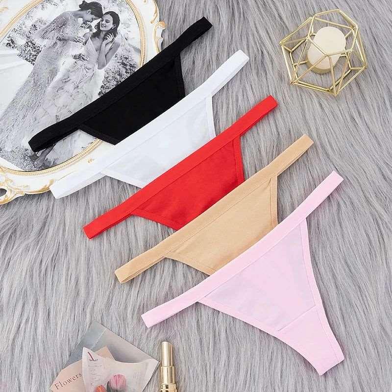 5 Pcs/lot Sexy Women Cotton G String Thongs Low Waist Seamless Female Underpants Solid Colour - Yara fashion  39592572 5 Pcs/lot Sexy Women Cotton G String Thongs Low Waist Seamless Female Underpants Solid Colour 