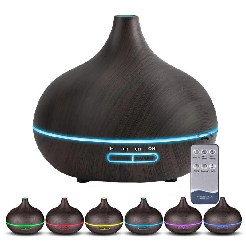 550ml Wood Color USB Aroma Diffuser, Essential Oil Diffuser with 7 Color LED Lights & Remote Control - Yara fashion Yara fashion 35.76