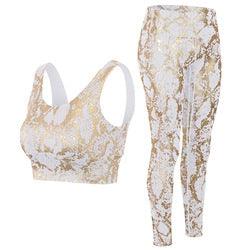 Snake Print Gym Yoga Set Sports Fitness Ladies Yoga Suit