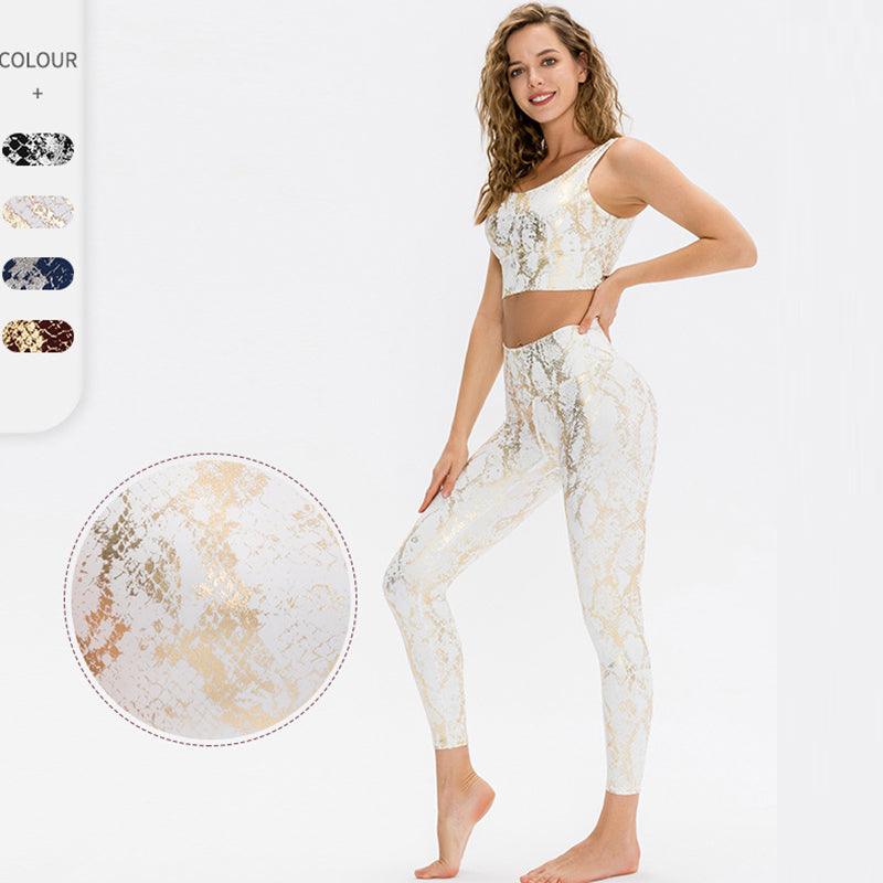 Snake Print Gym Yoga Set Sports Fitness Ladies Yoga Suit