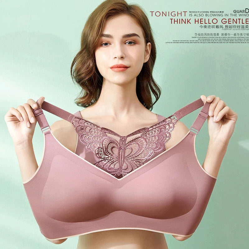 Bras For Women Seamless Plus Size Bra Push Up Women Bra Latex With Pad Vest Top Sexy Butterfly Beauty Back Female Bra