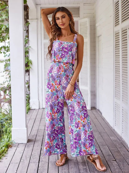 Elegant Long Jumpsuit Women Sexy Backless Wide Leg Jumpsuits Casual Sleeveless Floral Rompers Summer Clothes For Woman 2024 New - Yara fashion  4244019 Elegant Long Jumpsuit Women Sexy Backless Wide Leg Jumpsuits Casual Sleeveless Floral Rompers Summer Clothes For Woman 2024 New 