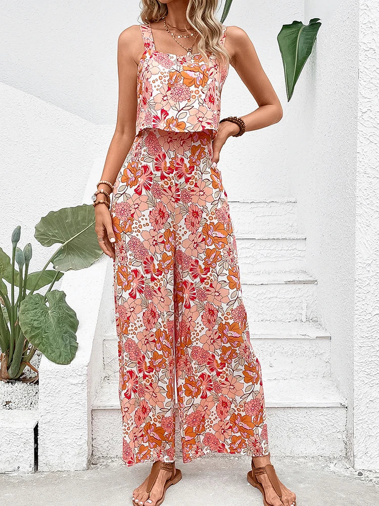 Elegant Long Jumpsuit Women Sexy Backless Wide Leg Jumpsuits Casual Sleeveless Floral Rompers Summer Clothes For Woman 2024 New - Yara fashion  21502960 Elegant Long Jumpsuit Women Sexy Backless Wide Leg Jumpsuits Casual Sleeveless Floral Rompers Summer Clothes For Woman 2024 New 