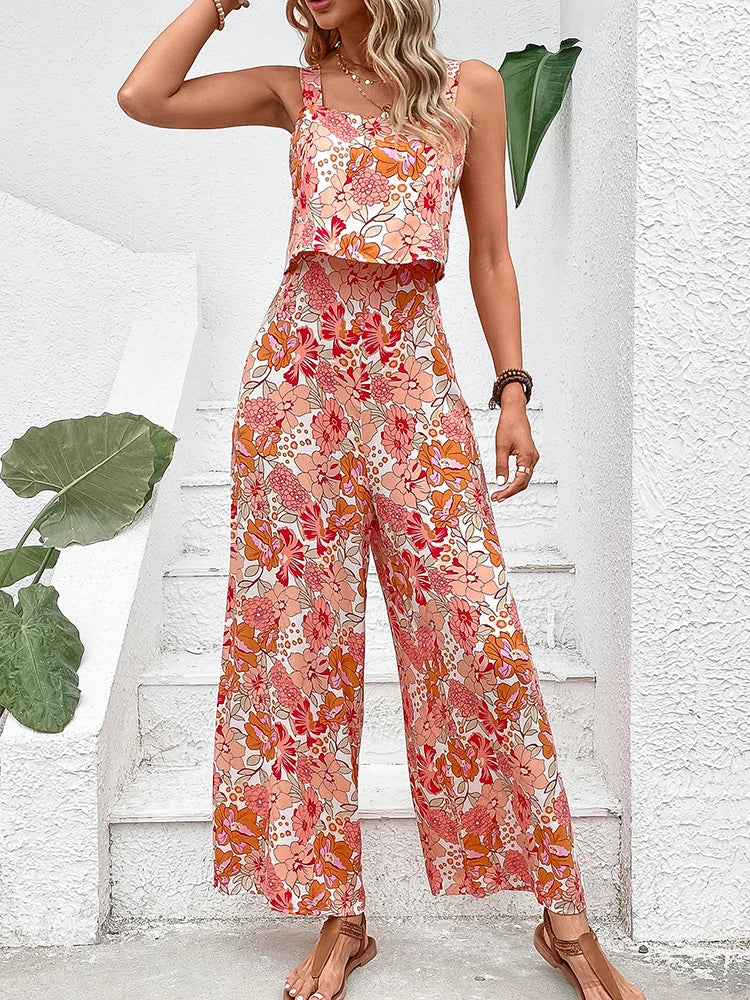 Elegant Long Jumpsuit Women Sexy Backless Wide Leg Jumpsuits Casual Sleeveless Floral Rompers Summer Clothes For Woman 2024 New - Yara fashion  10446859 Elegant Long Jumpsuit Women Sexy Backless Wide Leg Jumpsuits Casual Sleeveless Floral Rompers Summer Clothes For Woman 2024 New 