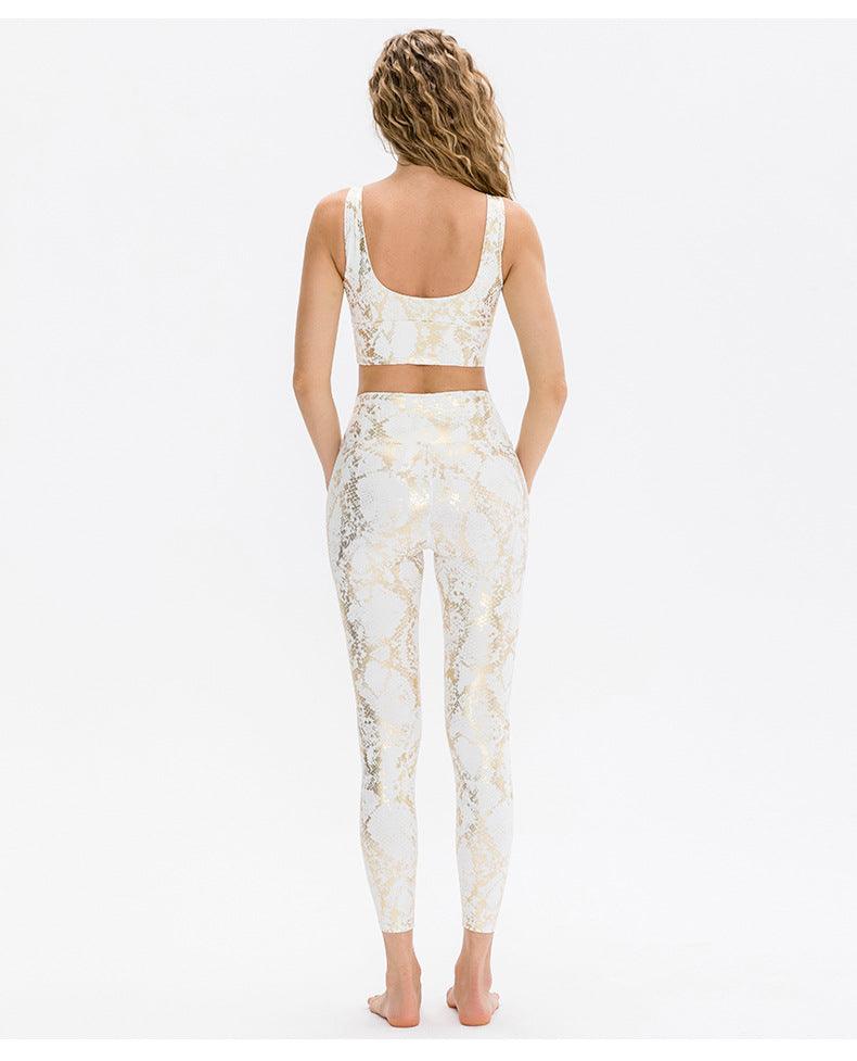 Snake Print Gym Yoga Set Sports Fitness Ladies Yoga Suit