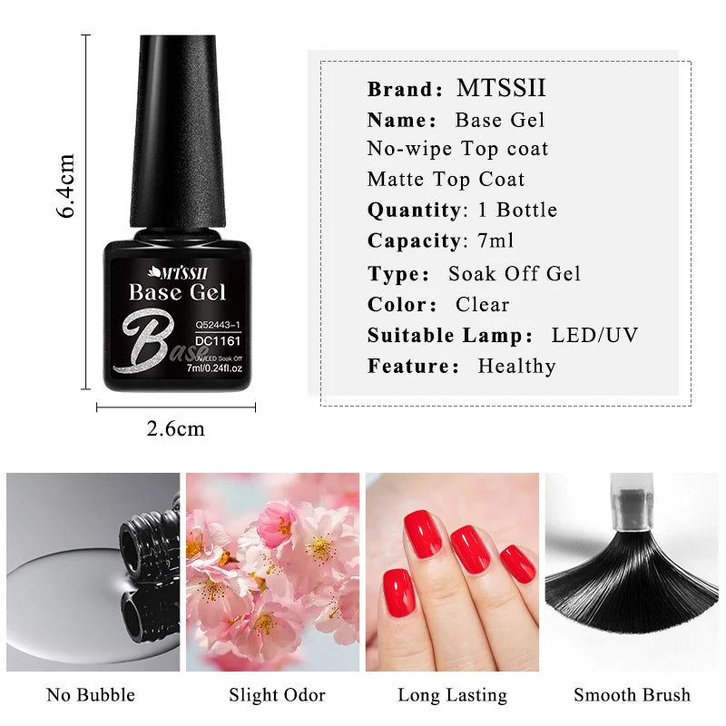 MTSSII 7ml Base Gel Nail polish Bright Color Semi Permanent Soak Off UV LED Nail Art No Wipe Top Coat Nail Art Gel For Manicure - Yara fashion  63279376 MTSSII 7ml Base Gel Nail polish Bright Color Semi Permanent Soak Off UV LED Nail Art No Wipe Top Coat Nail Art Gel For Manicure 