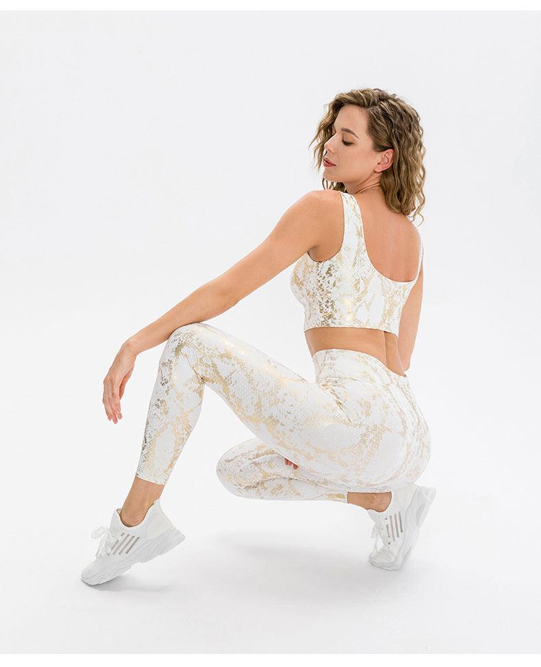 Snake Print Gym Yoga Set Sports Fitness Ladies Yoga Suit