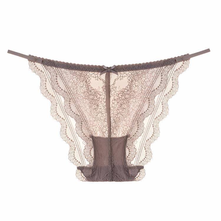 French Sexy Lace Underwear Women Half Sheath Breathable Crocheted Lace Low Waist Briefs Panties