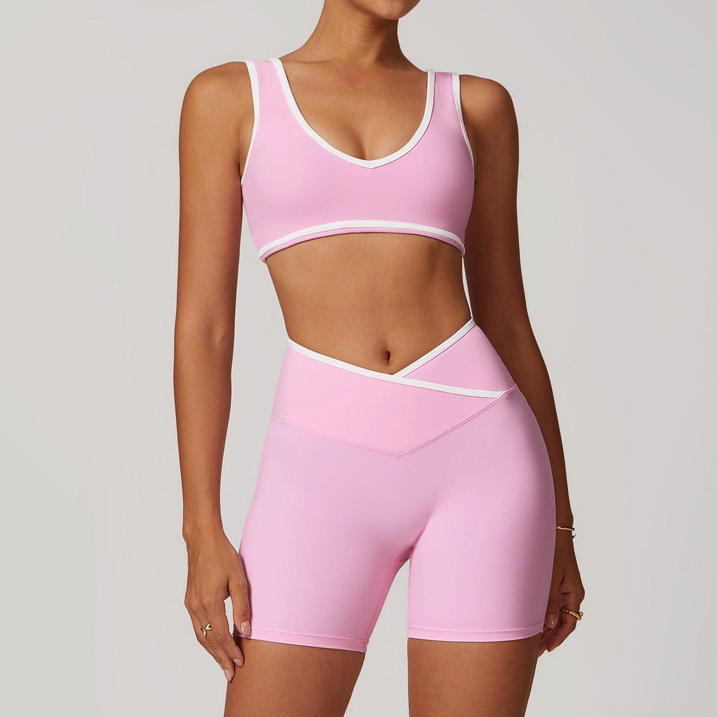Contrast Color Wide Shoulder Strap Sports Underwear Shockproof Women One Piece Yoga Bra Outdoor Workout Clothes - Yara fashion Yara fashion 34.99