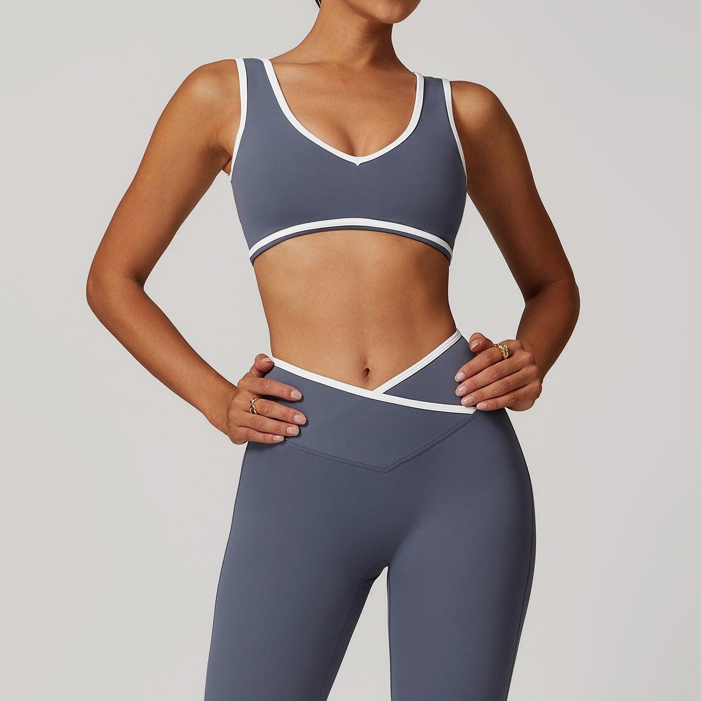 Contrast Color Wide Shoulder Strap Sports Underwear Shockproof Women One Piece Yoga Bra Outdoor Workout Clothes - Yara fashion Yara fashion 34.99