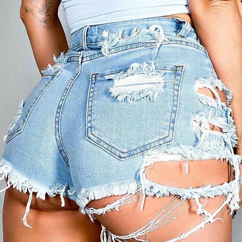 Jeans Women Summer Trendy High Waist Ripped Fringe Shorts - Yara fashion Yara fashion 35.99