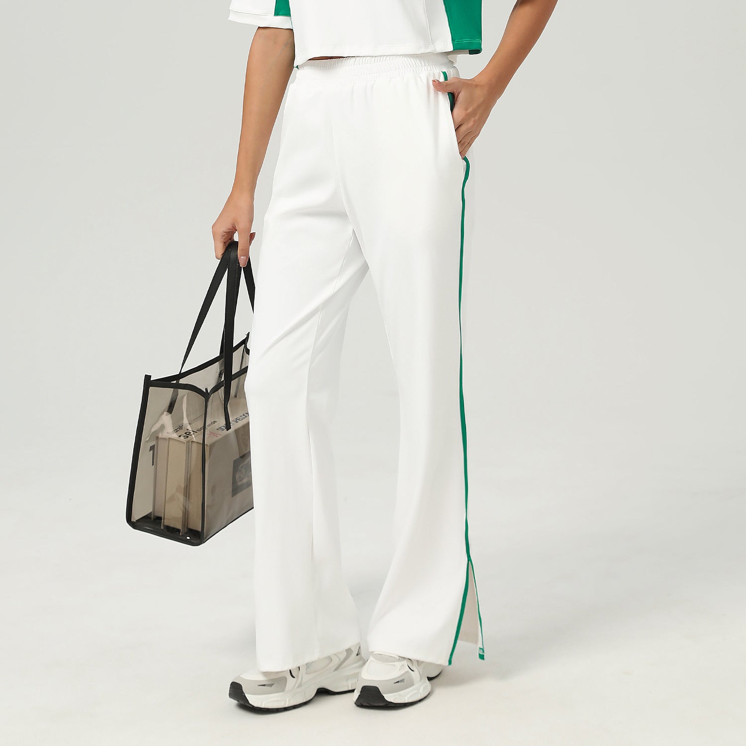 High Waist Loose Sports Wide Leg Pants Pocket Straight - Yara fashion Yara fashion 51.99