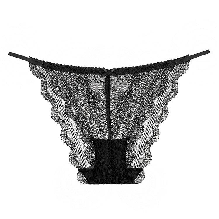 French Sexy Lace Underwear Women Half Sheath Breathable Crocheted Lace Low Waist Briefs Panties