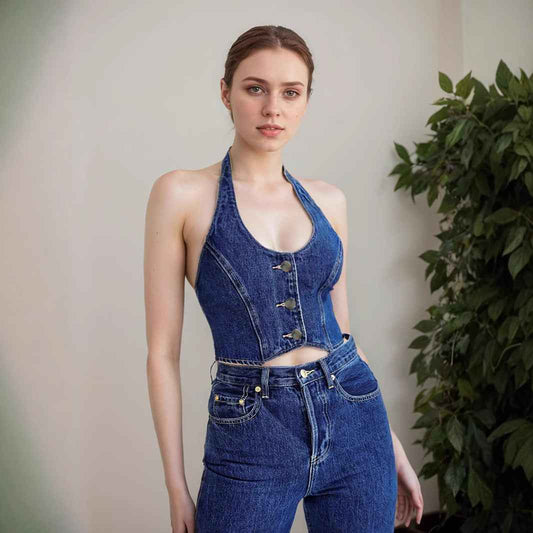 Mediation Halter Backless Hollow Out Cutout Vest Women Stretch Outerwear Vest Coat - Yara fashion Yara fashion 34.99