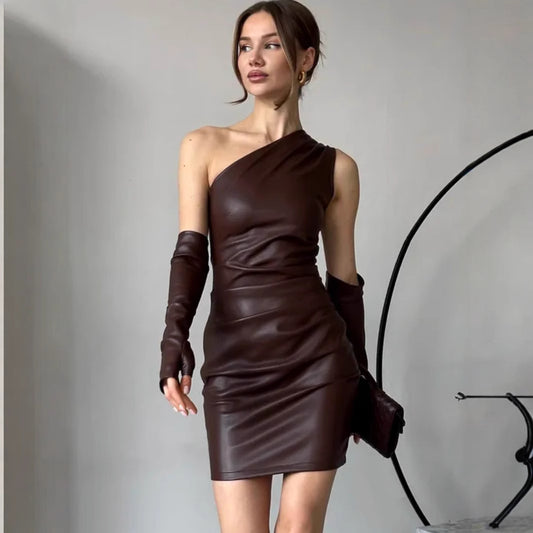 Faux Leather Dress Street Hipster Women Clothing - Yara fashion Yara fashion 32.99