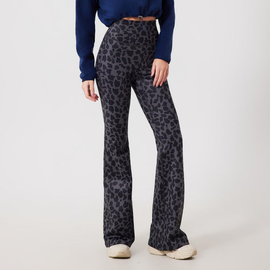 Leopard Print Velvet Bell Bottom Pants Yoga Pants Keep Warm High Waist Hip Raise Fitness Pants Outer Wear Running Exercise Pants - Yara fashion Yara fashion 53.99