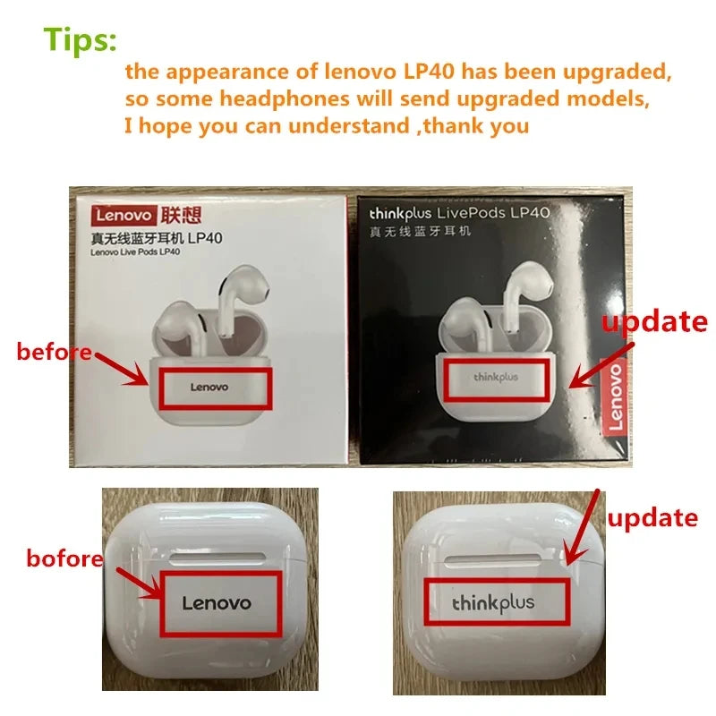 Original Lenovo lp40 Bluetooth Earphone 5.0 Immersive Sound HIFI TWS With Microphone Touch Control For Long Standby Time Motion - Yara fashion  15554361 Original Lenovo lp40 Bluetooth Earphone 5.0 Immersive Sound HIFI TWS With Microphone Touch Control For Long Standby Time Motion 