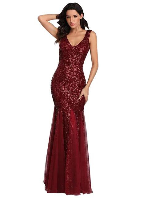 Sequin Spliced Mesh Mermaid Plus Size Evening