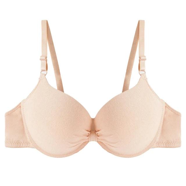 Sexy Women Cotton Push Up Gathered Bra Deep V Underwire Laddie  Brassiere