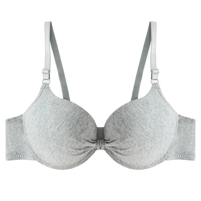 Sexy Women Cotton Push Up Gathered Bra Deep V Underwire Laddie  Brassiere